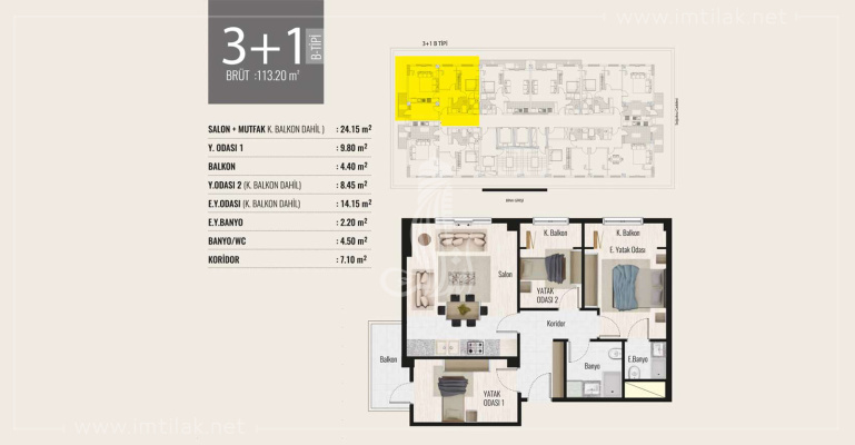 Tema Tower Complex  IMT - 258 | Apartment Plans