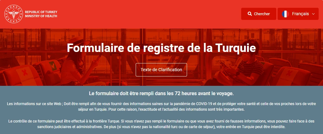 formulaire de registre de la turquie