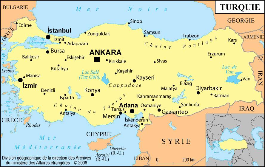 carte de la turquie avec les villes