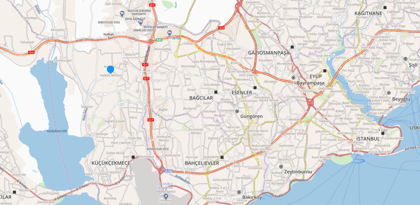 carte d’Halkali à Istanbul