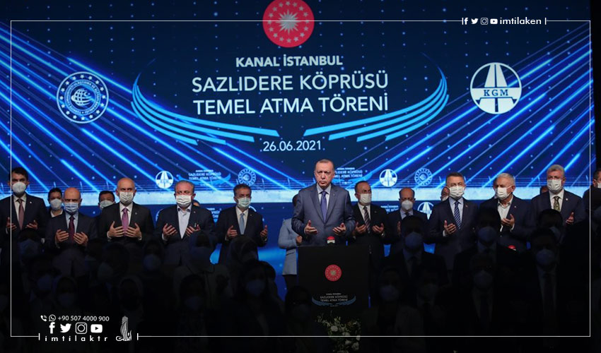 رئیس جمهور ترکیه سنگ بنای اولین پل کانال جدید استانبول را گذاشت