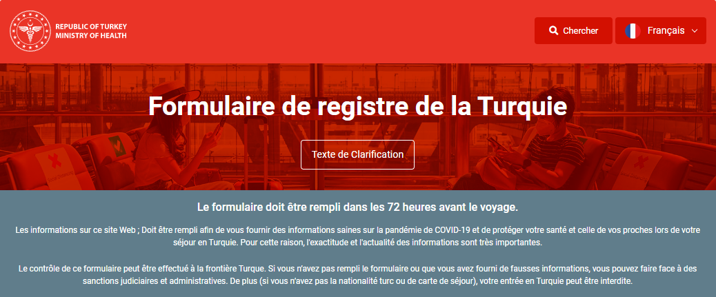 formulaire de registre de la turquie