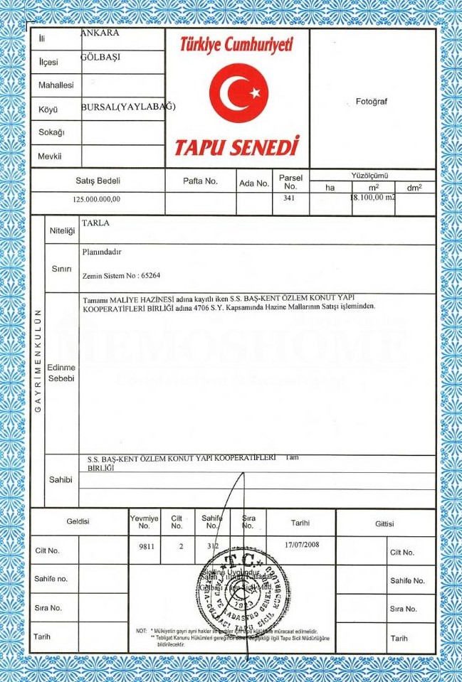 Blue Title deed