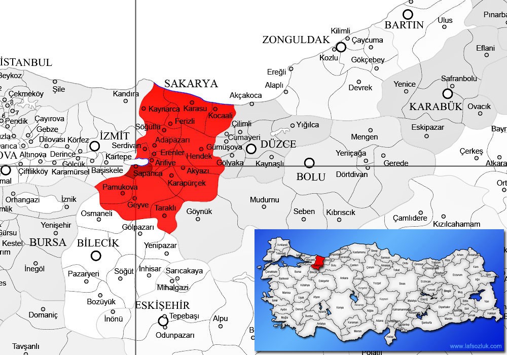 Sapanca location in Turkey's map