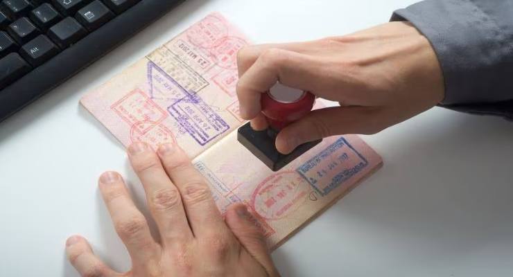 Stamping a passport