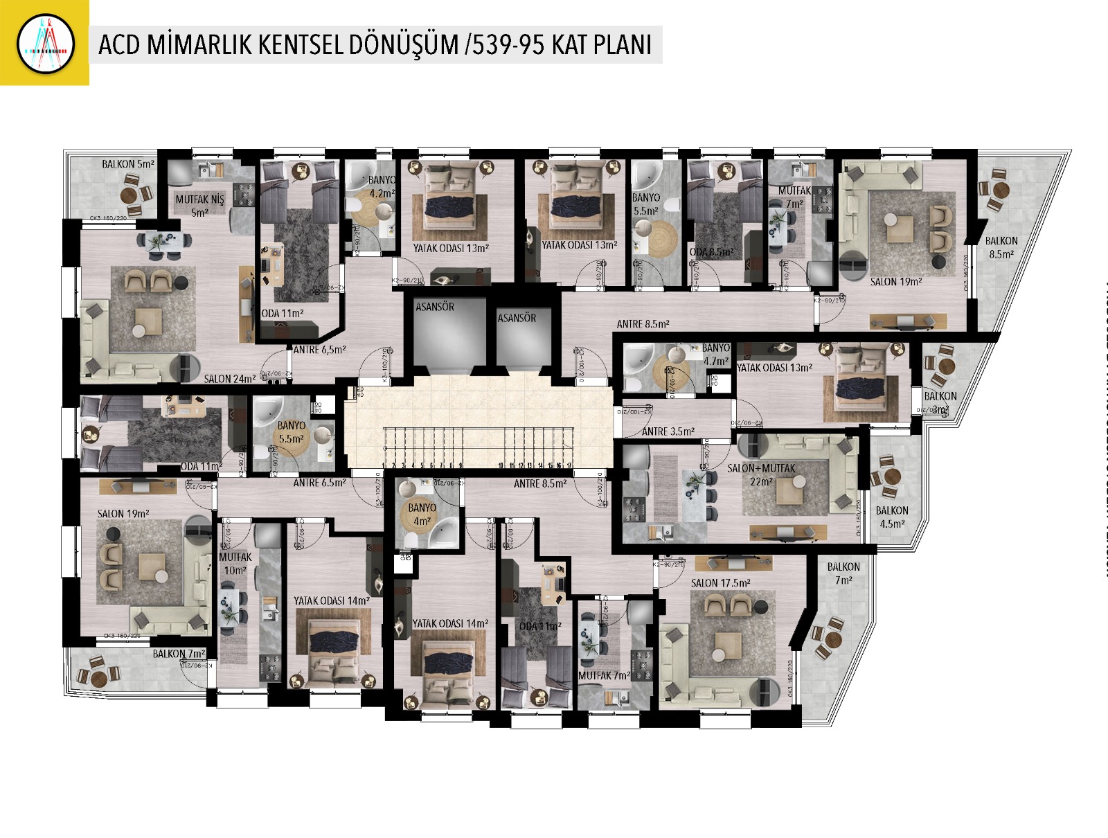 Satılık natamam Daire 2 + 1 Antalya Muratpaşa